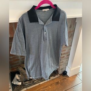 Peter Millar Large Black, Grey & Green Collared Polo size Large 100% Cotton
